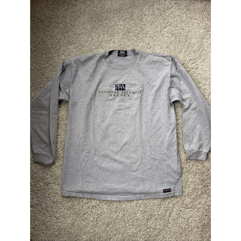 1990s JanSport NSA Made In USA Crewneck Long Sleeve Shirt Gray Mens Size XL